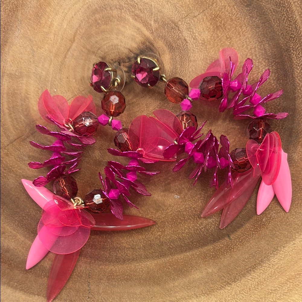 J. Crew Vibrant Pink Beaded Earrings
